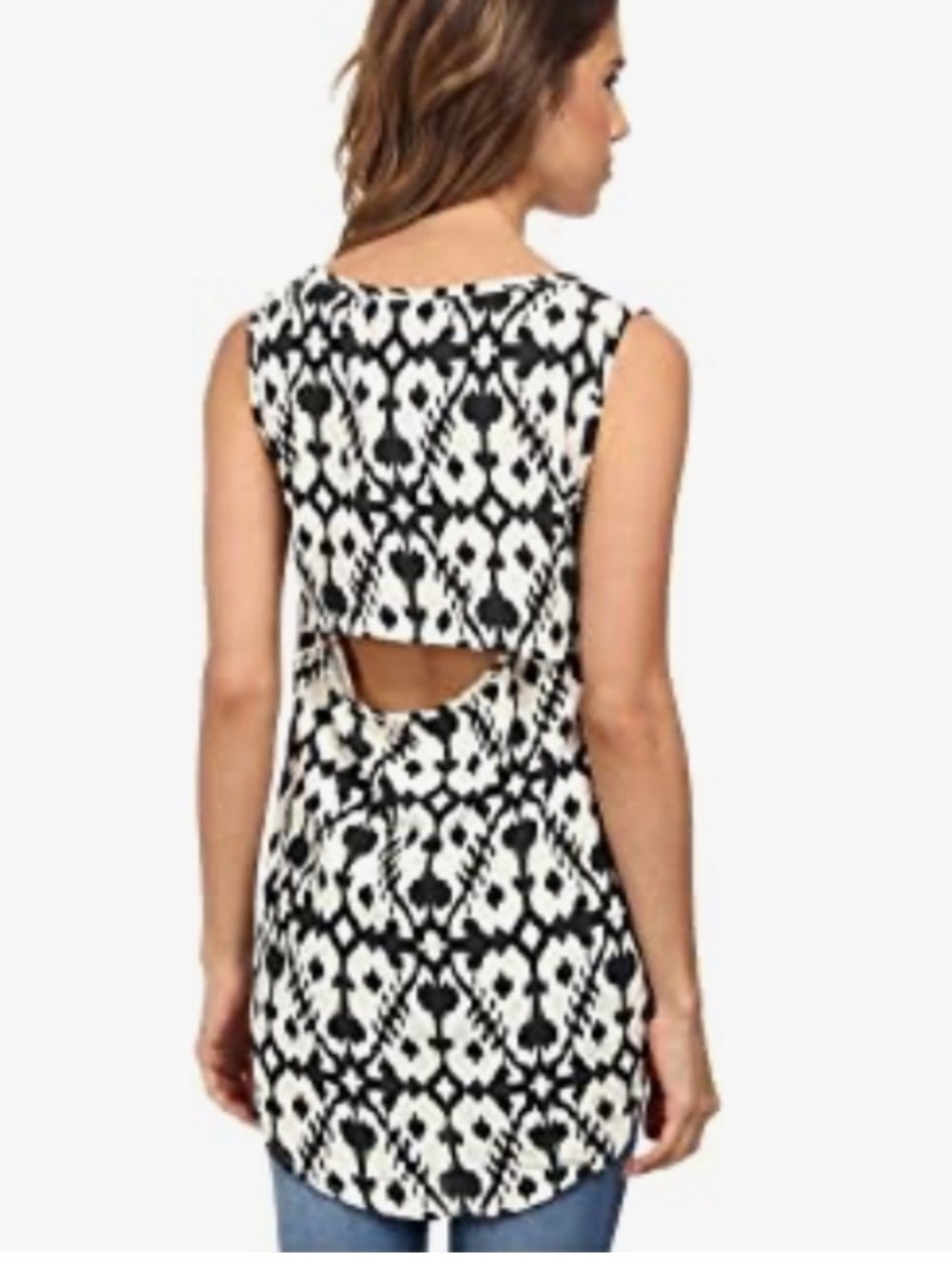 KAVU Tribal Print Scoop Neck Veronica Tank Top Open Back Gorpcore Outdoor Small